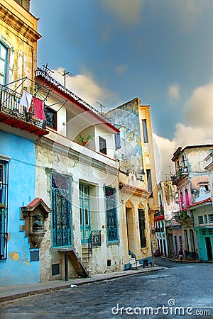 Colorful Havana buildings Stock Photo