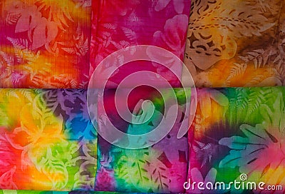 Colorful Hawaiian tropical fabric Stock Photo