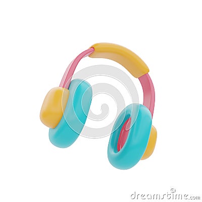 Colorful headphone isolated on light background, 3d rendering Stock Photo