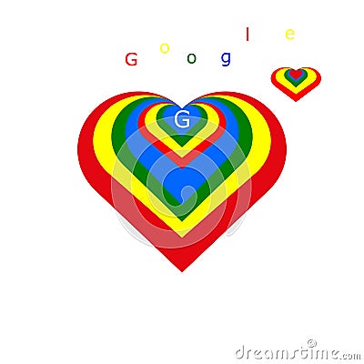 Logo in the form of a heart for Google. Vector Illustration