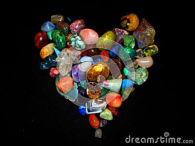 Colorful heart of gemstones Stock Photo