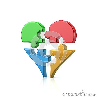 Colorful heart jigsaw Cartoon Illustration