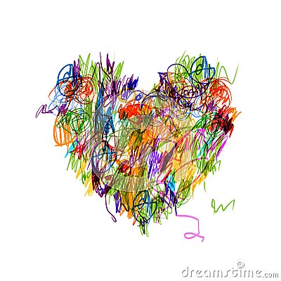 Colorful heart shape pencil drawing for your Vector Illustration