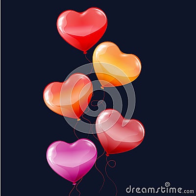 Colorful heart shaped balloons Vector Illustration