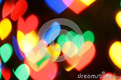 Colorful hearts bokeh Stock Photo