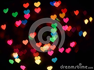 Colorful hearts bokeh Stock Photo