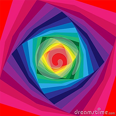 Colorful Helix Expanding from the Center. Iridescent Background. Optical Illusion of Depth and Volume. Vector Illustration