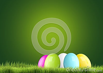 Colorful hidden easter eggs 3d render Cartoon Illustration