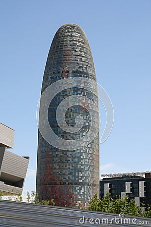 Famous high Agbar Tower in Barcelona, Spain, Europe Stock Photo