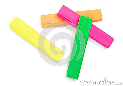 Colorful highlighter markers in various colors Stock Photo