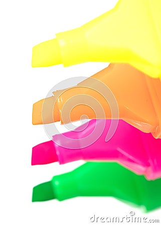 Colorful highlighter markers in various colors Stock Photo