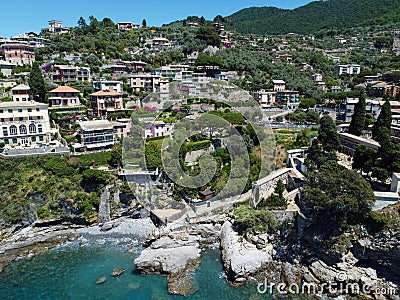 Colorful hillside homes in the gorgeous city of Camogli Editorial Stock Photo