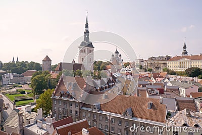 Colorful historic buildings in old town Tallinn, Estonia Stock Photo