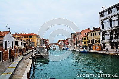 Colorful historical buildings and canal, in Venice, Italy Editorial Stock Photo