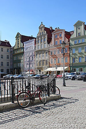 Colorful, historical Market square tenements.Lower Silesia, WROCLAW, Europe. Editorial Stock Photo