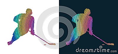Colorful Hockey Player Silhouette. Isolated vector colored images. Abstract vector image of sportsmen. Vector Illustration