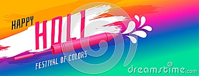 Colorful holi festival banner with pichkari design Vector Illustration
