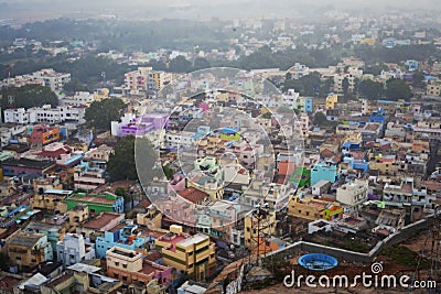 Colorful homes in crowded city Trichy Stock Photo