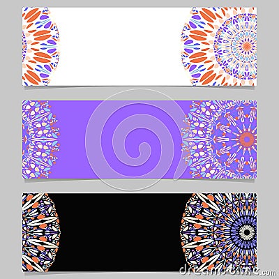 Colorful horizontal flower mandala banner template set Vector Illustration
