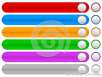 Colorful horizontal, long buttons, banners with rounded corners Vector Illustration