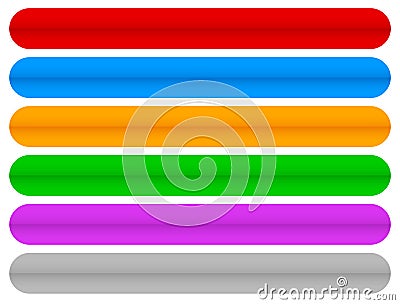 Colorful horizontal, long buttons, banners with rounded corners Vector Illustration