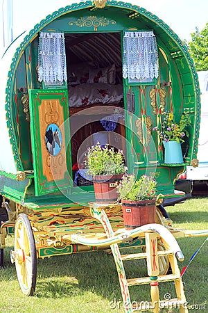 Colorful horse drawn caravan. Editorial Stock Photo