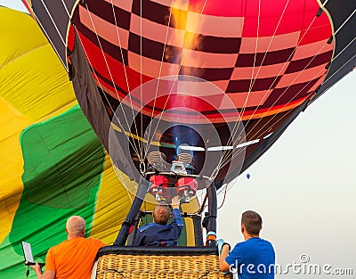 Colorful hot air balloon early in the morning Editorial Stock Photo