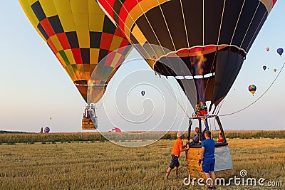 Colorful hot air balloon early in the morning Editorial Stock Photo