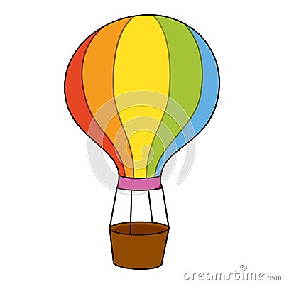 Hot Air Balloon Flat Icon Isolated on White Vector Illustration