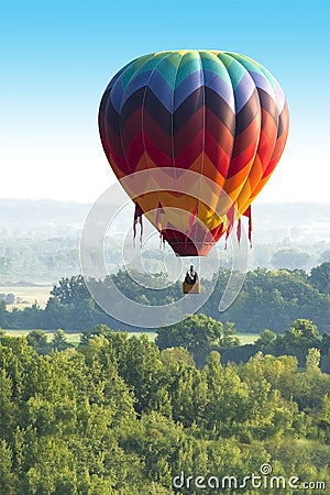 Colorful Hot Air Balloon Flight, Lots of Colors Stock Photo