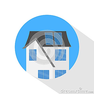 Colorful house concept. Energy saving panel. House flat icon. Vector Illustration