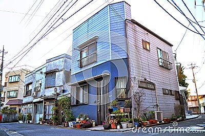 A colorful house at a corner of a street Editorial Stock Photo