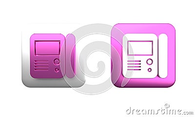 Colorful House intercom system icon isolated on white background. Square button. 3D render illustration Cartoon Illustration