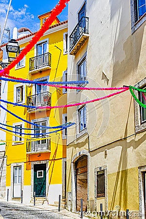 Colorful House of Lisbon Stock Photo