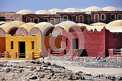 Colorful houses in africa architecture building Stock Photo