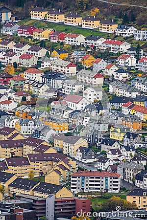 Colorful houses in Bergen seen from above Stock Photo