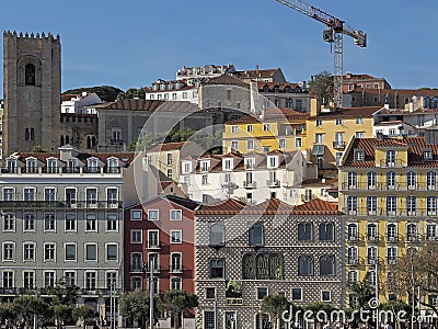 Colorful houses build the cityscape of Lisbon in Portugal Stock Photo