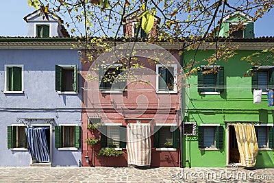Colorful houses in Burano islan of Venice Stock Photo