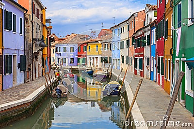 Colorful Houses in Burano, Italy Stock Photo