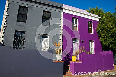 Colorful houses in famous bo-kaap district of cape town Stock Photo