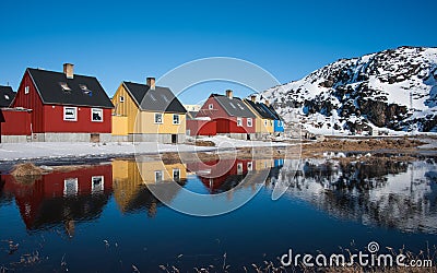 Colorful houses in Greenland Stock Photo