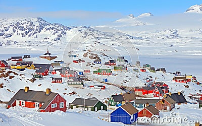 Colorful houses in Greenland Stock Photo