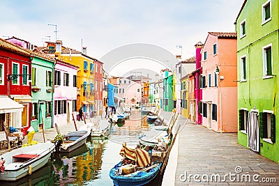 Colorful houses in island Burano, Venice, Italy Editorial Stock Photo