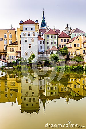 Colorful Houses-Jindrichuv Hradec,Czech Republic Stock Photo