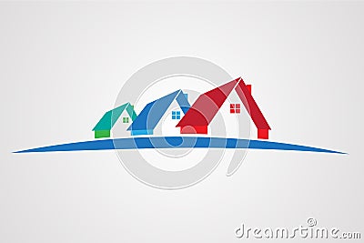 Colorful houses logo vector image Vector Illustration