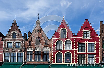 Colorful houses market square Bruges / Brugge, Belgium Stock Photo