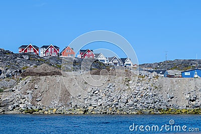 Colorful houses of Nuuk, capital city of Greenland Stock Photo