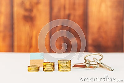 Colorful houses with stack coins Stock Photo