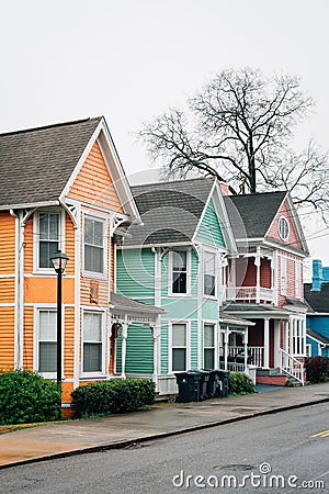 Colorful houses on 11th Street in Knoxville, Tennessee Stock Photo