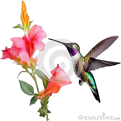 A colorful hummingbird painting. Ai-generated. Stock Photo